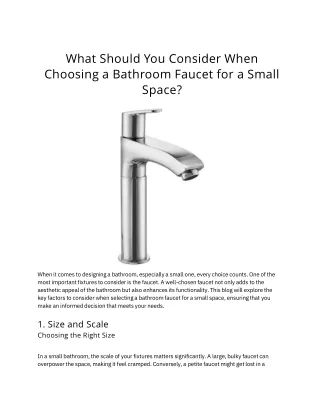 What Should You Consider When Choosing a Bathroom Faucet for a Small Space