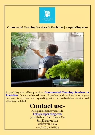 Commercial Cleaning Services In Encinitas  A1sparkling.com