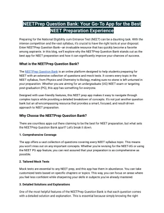 NEETPrep Question Bank_ Your Go-To App for the Best NEET Preparation Experience