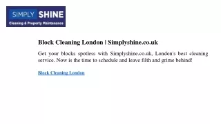 Block Cleaning London  Simplyshine.co.uk