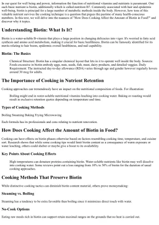 “How Does Cooking Affect the Amount of Biotin in Food?”