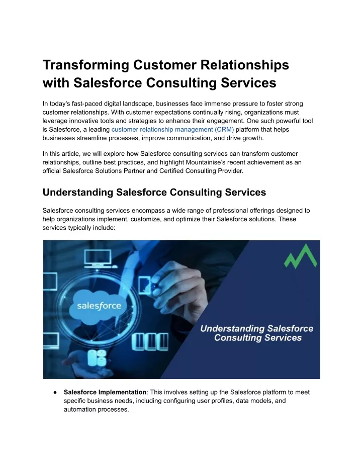 transforming customer relationships with