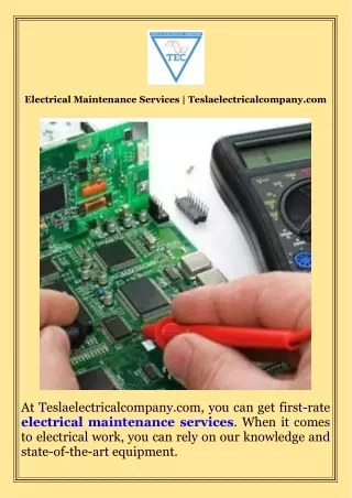 Electrical Maintenance Services  Teslaelectricalcompany.com