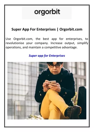 Super App For Enterprises Orgorbit.com