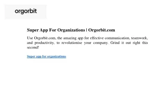 Super App For Organizations  Orgorbit.com