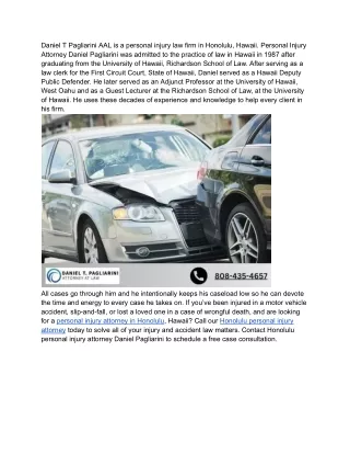 Daniel T Pagliarini AAL Personal Injury Attorney Honolulu