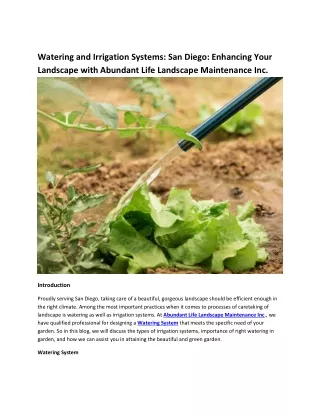 Watering and Irrigation Systems