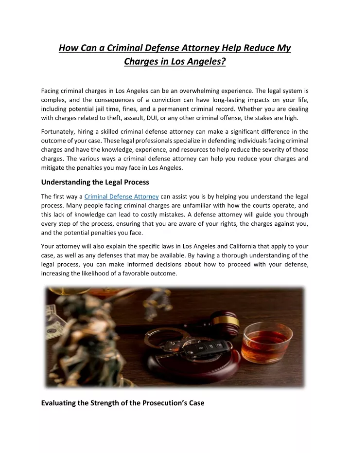 how can a criminal defense attorney help reduce