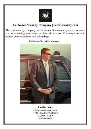 California Security Company  Sentrisecurity.com