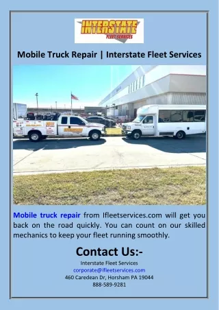 Mobile Truck Repair  Interstate Fleet Services