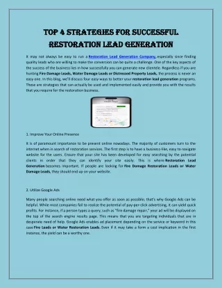 Top 4 Strategies for Successful Restoration Lead Generation
