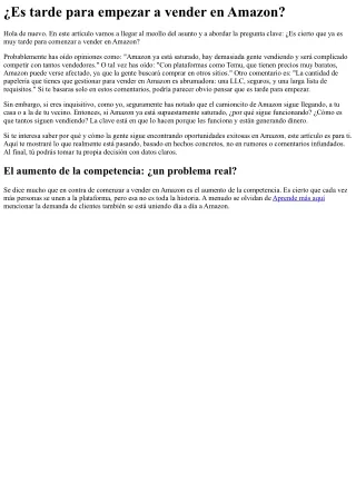 ¿Es ahora tarde para iniciar en Amazon?