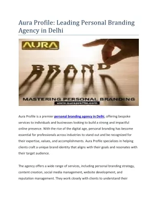 Aura Profile- Leading Personal Branding Agency in Delhi