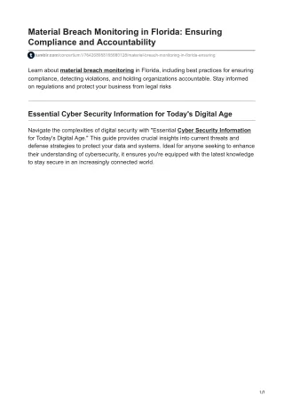 Material Breach Monitoring in Florida Ensuring Compliance and Accountability