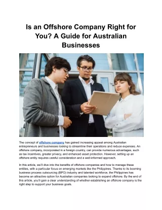 is an offshore company right for you a guide