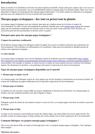 Marque-pages écologiques : lire tout en préservant la planète