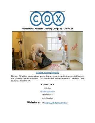 Professional Accident Cleaning Company | Cliffy Cox