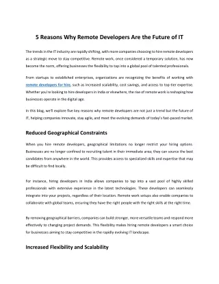 5 Reasons Why Remote Developers Are the Future of IT