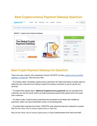 Best Cryptocurrency Payment Gateway OpenCart
