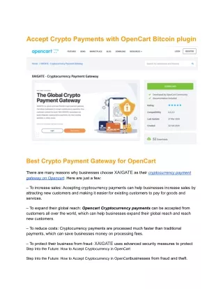 accept crypto payments with opencart bitcoin