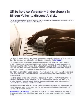 UK to hold conference with developers in Silicon Valley to discuss AI risks