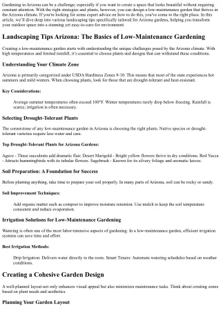 Creating a Low-Maintenance Garden: Arizona Landscaping Tips You Need