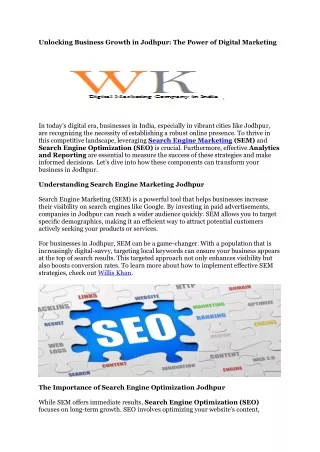Search Engine Marketing Jodhpur
