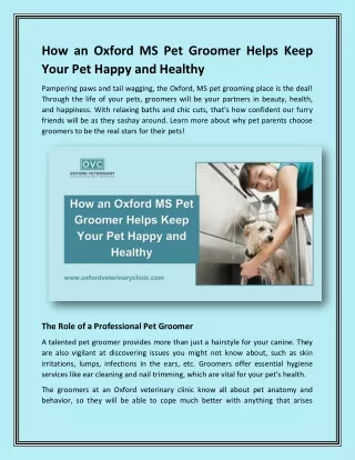 How an Oxford MS Pet Groomer Helps Keep Your Pet Happy and Healthy