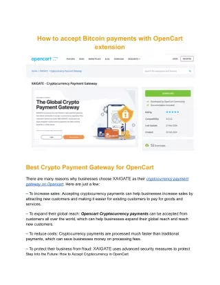 How to accept Bitcoin payments with OpenCart extension