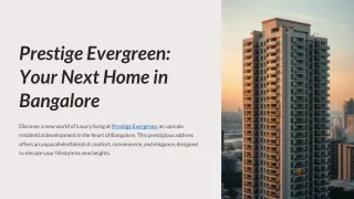 Prestige Evergreen Your Next Home in Bangalore
