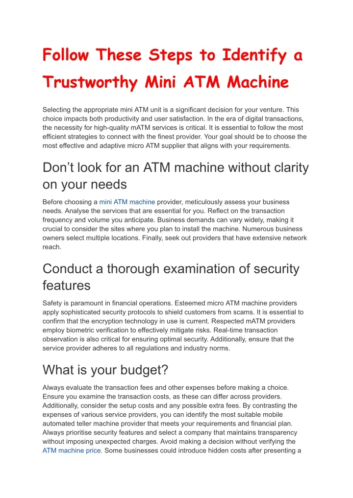 follow these steps to identify a trustworthy mini