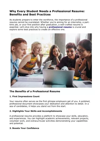 Why Every Student Needs a Professional Resume_ Benefits and Best Practices