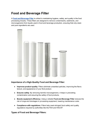 Food and Beverage Filter