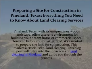 Preparing a Site for Construction in Pineland, Texas, Everything You Need to Know About Land Clearing Services