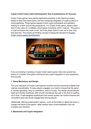 crypto crash casino game development