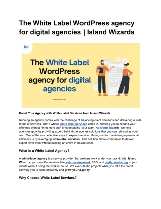 The White Label WordPress agency for digital agencies _ Island Wizards