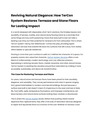 Reviving Natural Elegance_ How TerCon System Restores Terrazzo and Stone Floors for Lasting Impact