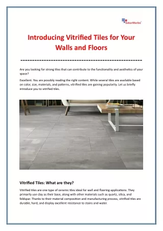 Why Vitrified Tiles Are the Perfect Fit for Your Home