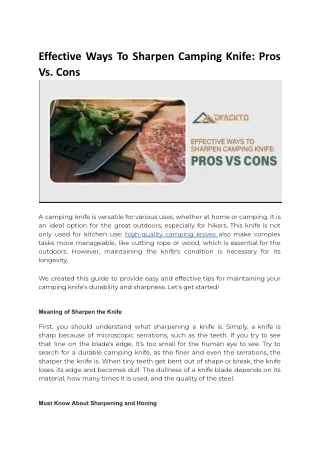 Effective Ways To Sharpen Camping Knife_ Pros Vs. Cons
