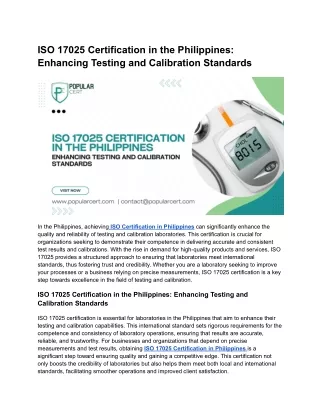 ISO 17025 Certification in the Philippines_ Enhancing Testing and Calibration Standards