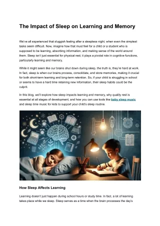 The Impact of Sleep on Learning and Memory