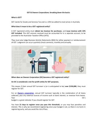 GST  Owners Corporations breaking down the basics