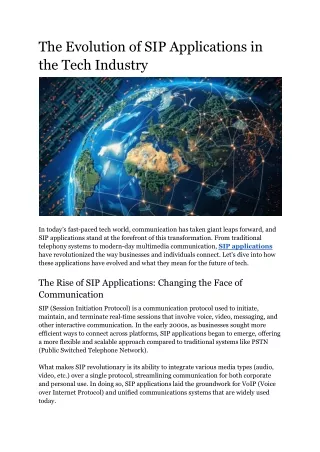 The Evolution of SIP Applications in the Tech Industry