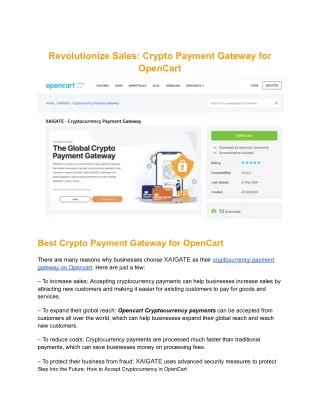 Revolutionize Sales_ Crypto Payment Gateway for OpenCart