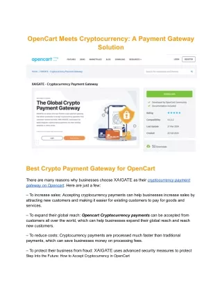 opencart meets cryptocurrency a payment gateway