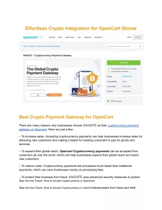 Effortless Crypto Integration for OpenCart Stores