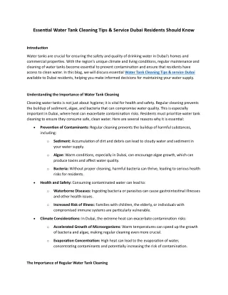 Essential Water Tank Cleaning Tips