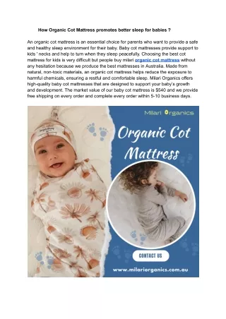 how organic cot mattress promotes better sleep