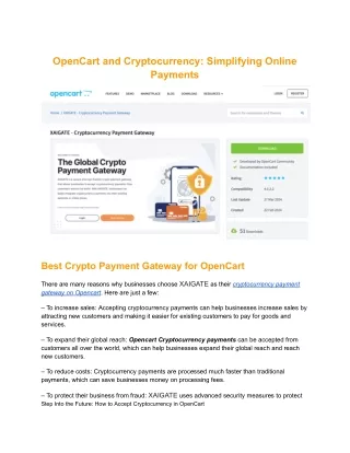 OpenCart and Cryptocurrency_ Simplifying Online Payments