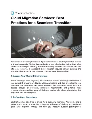 Cloud Migration Services: Best Practices for a Seamless Transition
